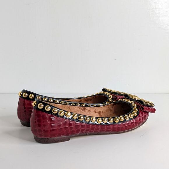 Jeffrey Campbell Dauphine Studded Ballet Flats 6 Croc Burgundy Patent Punk - Picture 15 of 15